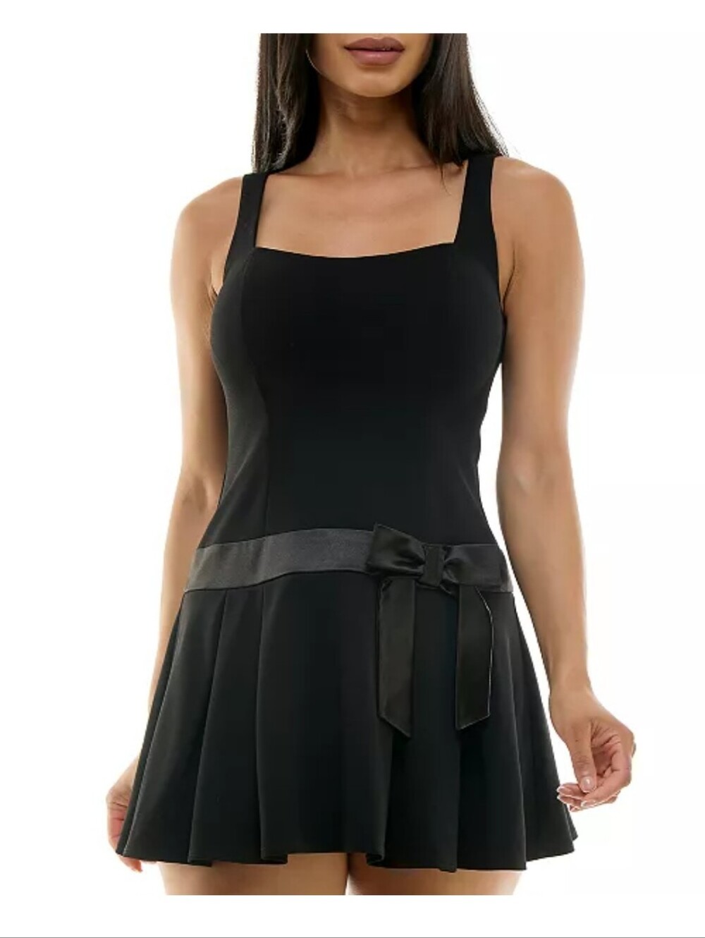 NWT B Darlin White Mini Dress 15/16 Cowl Neck Satin Bow Sleeveless Y2K